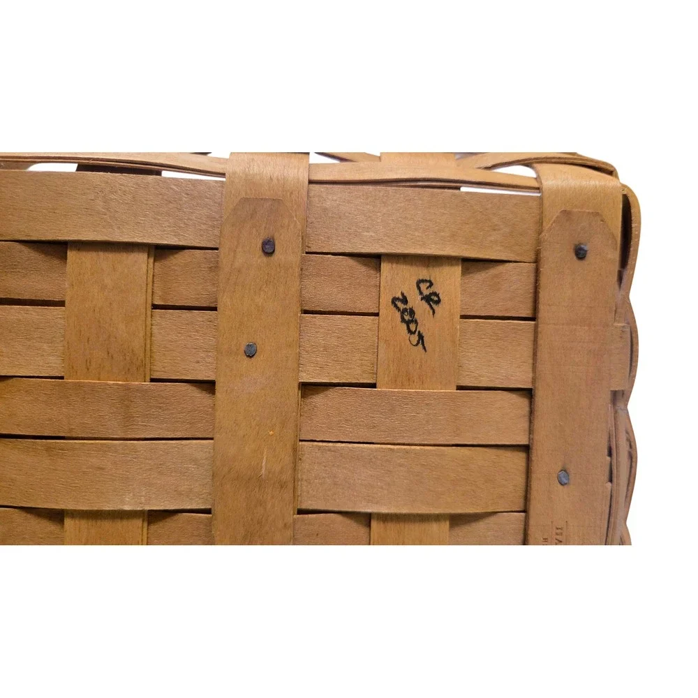 Longaberger 2005‎ Handmade Woven Wood Market Gathering Basket w/ Handle Vintage